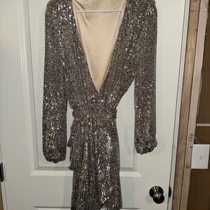 Gianni Bini Silver Sequin Mini Dress